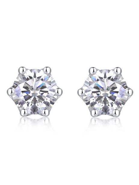 ASILEY Moissanite Stud Earrings in Sterling Silver 