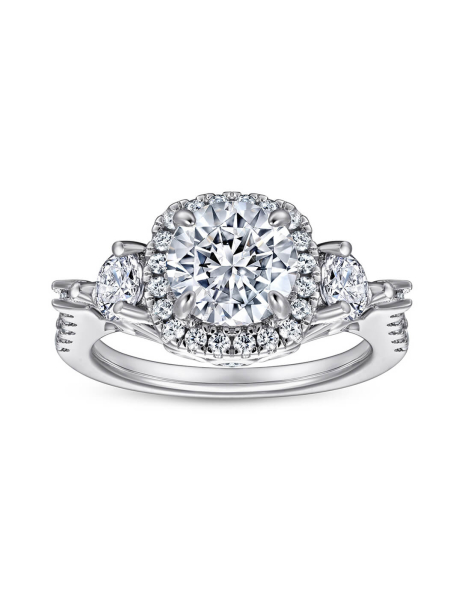 Round Cut Three Stone Moissanite Ring