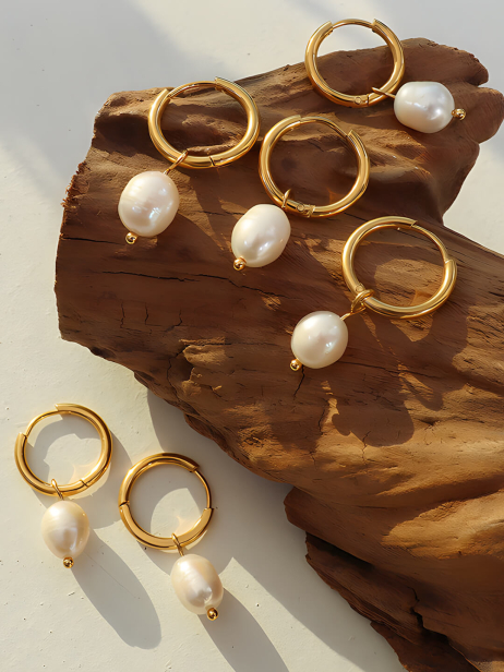 Freshwater Pearl Hoop Earrings